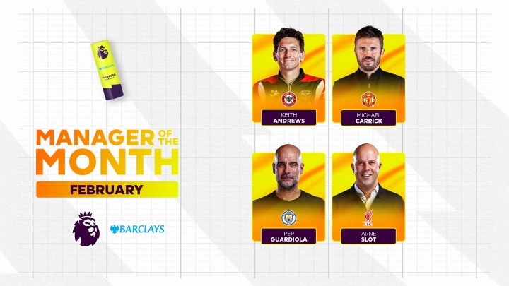 kaiyun-英超2月最佳主帅候选：卡里克、瓜迪奥拉、斯洛特入选 无阿尔特塔